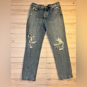 Agolde Size 28 Women’s Straight Leg 90s Jean Light Wash Distressed High Waist
